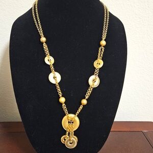 VTG Y2K Casual Corner Gold Tone Disc & Chain Necklace
